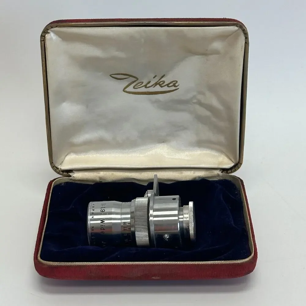 Rare VTG Zeika Cine Lens Japan 6.5 mm F: 1.9 Wide Angle Lens w Case Instructions